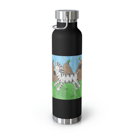 Zebra Graphic Hipster Zebra Animal Copper Vacuum Insulated Bottle, 22oz