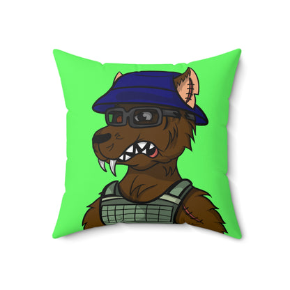 Military Army Cyborg Wolve Spun Polyester Square Pillow