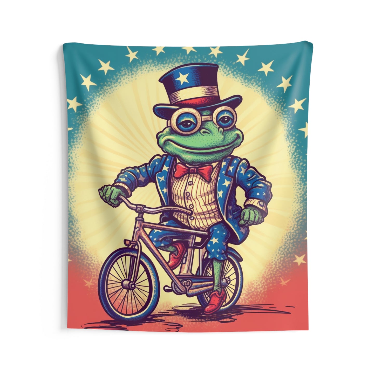 USA Frog Patriotic Indepencence Day 4th of July Bike Rider Indoor Wall Tapestries