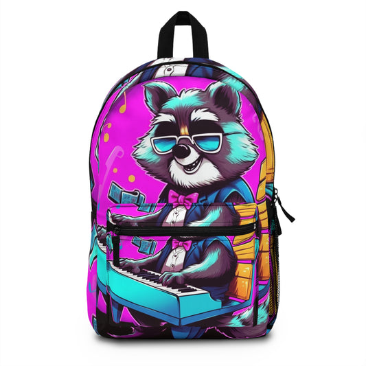 Piano Raccoon Furry Animal Keyboard Artist Musician Graphic Backpack