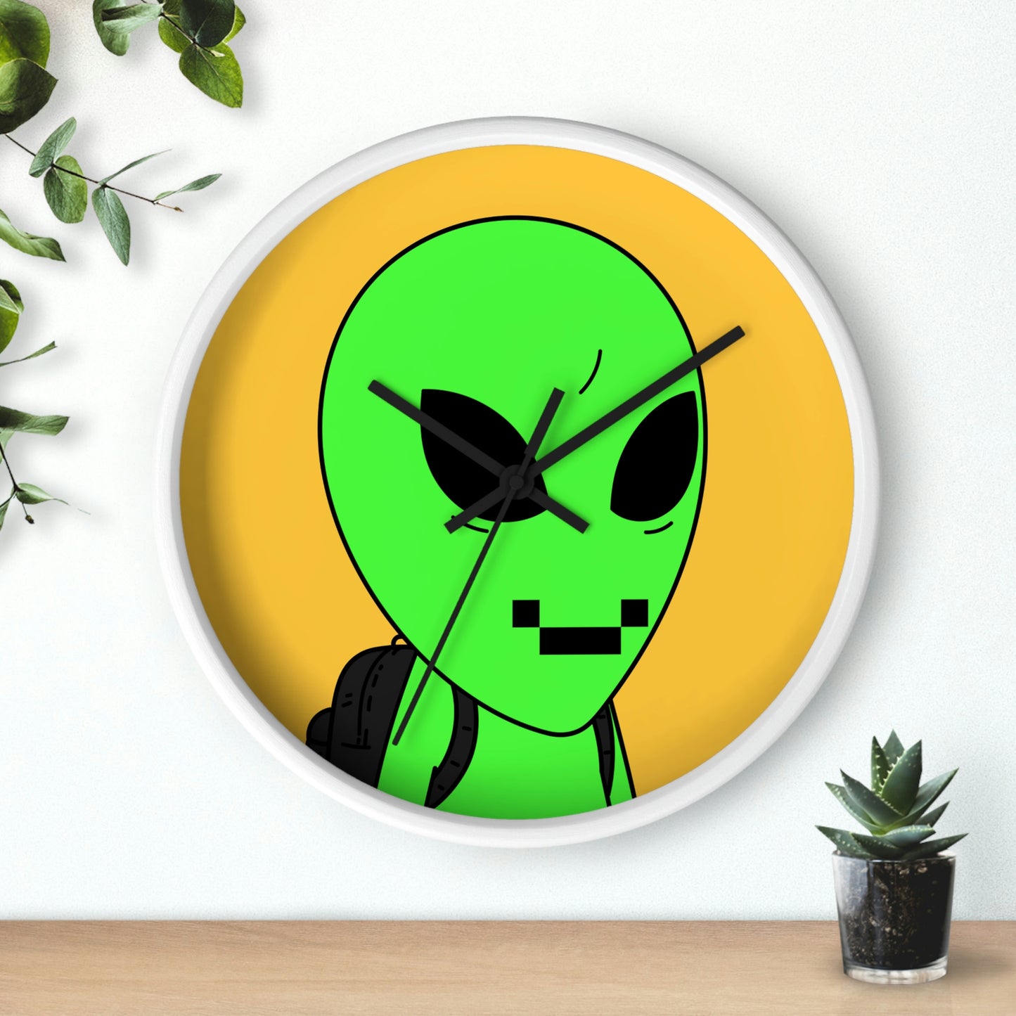 Digital Face Green Apple Head Visitor Wall clock