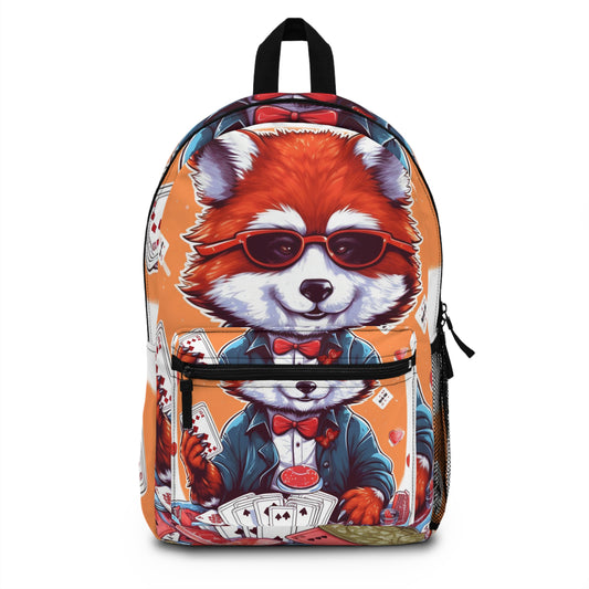 Red Panda Poker Card Player Anime Graphic Backpack
