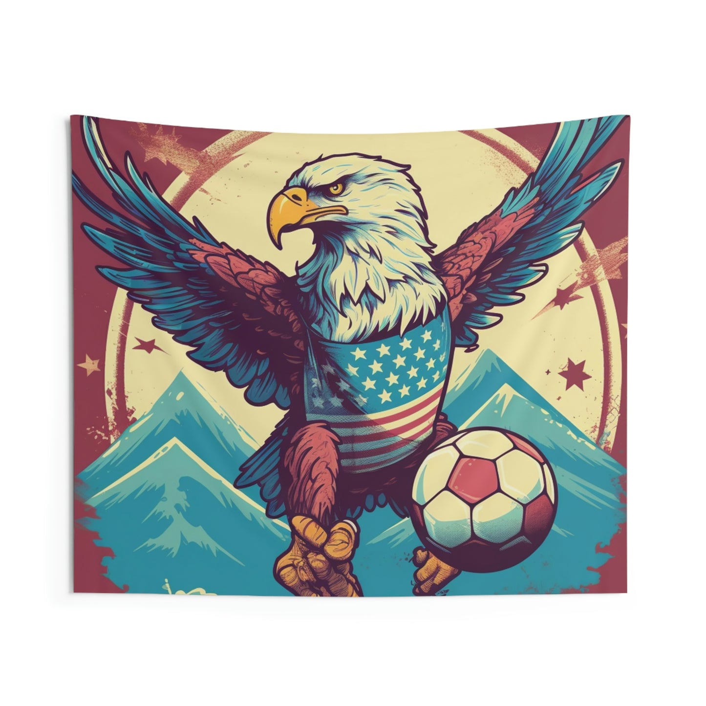 American Bald Eagle Soccer Athletic Team USA Graphic Indoor Wall Tapestries