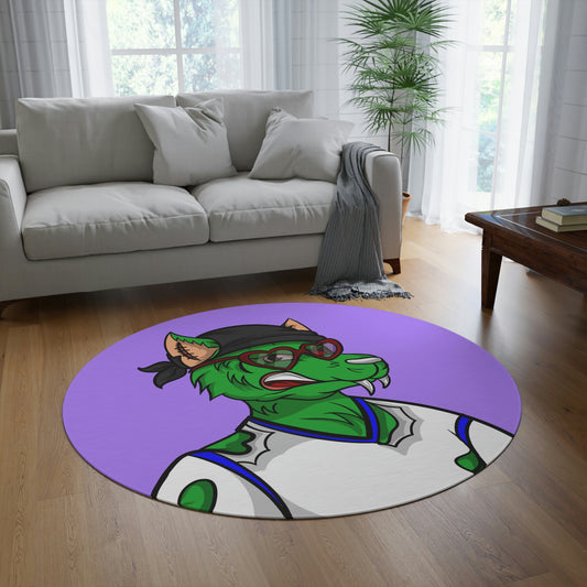 Werewolve Cyborg Green Wolf Valentine Heart Round Rug