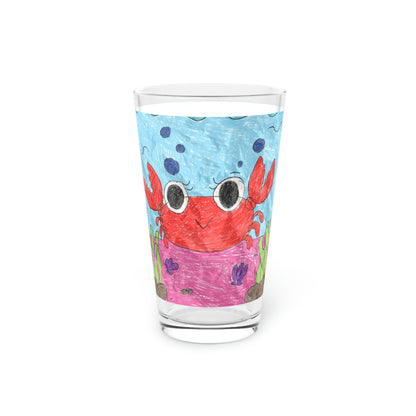 Lobster Crab Graphic Sea Lovers Pint Glass, 16oz