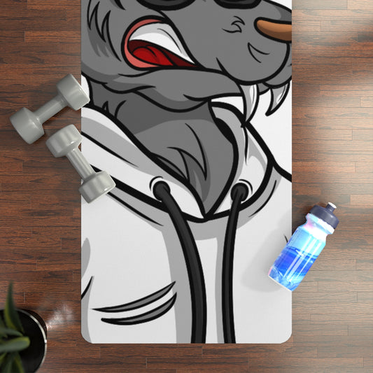 Cyborg Wolf Black Shades White Sweatshirt Hoodie Rubber Yoga Mat