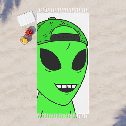 The Green Alien Visitor with Hat Boho Beach Cloth