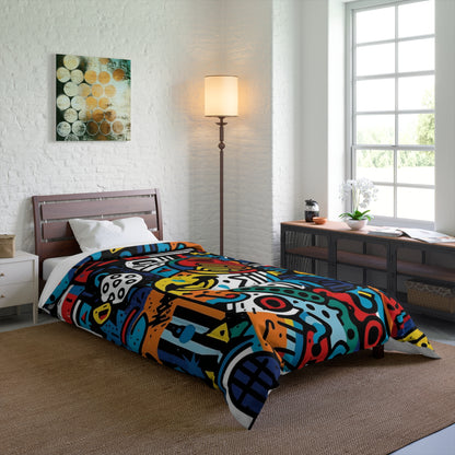 Street Art Inspired Bold Graffiti & Urban Motifs Design Comforter