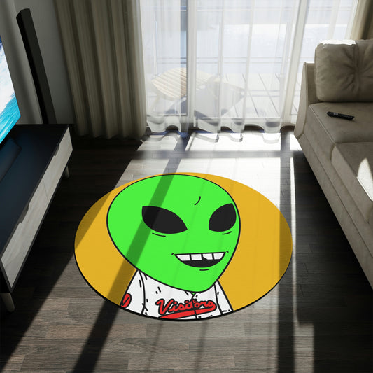 The Visitors Sport Team Jersey Green Alien Chipped Tooth Character Round Rug - Visitor751