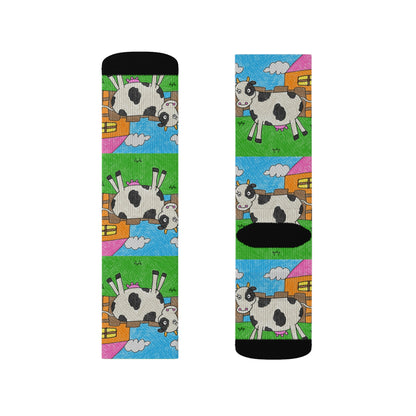 Cow Moo Farm Barn Animal Character Sublimation Socks