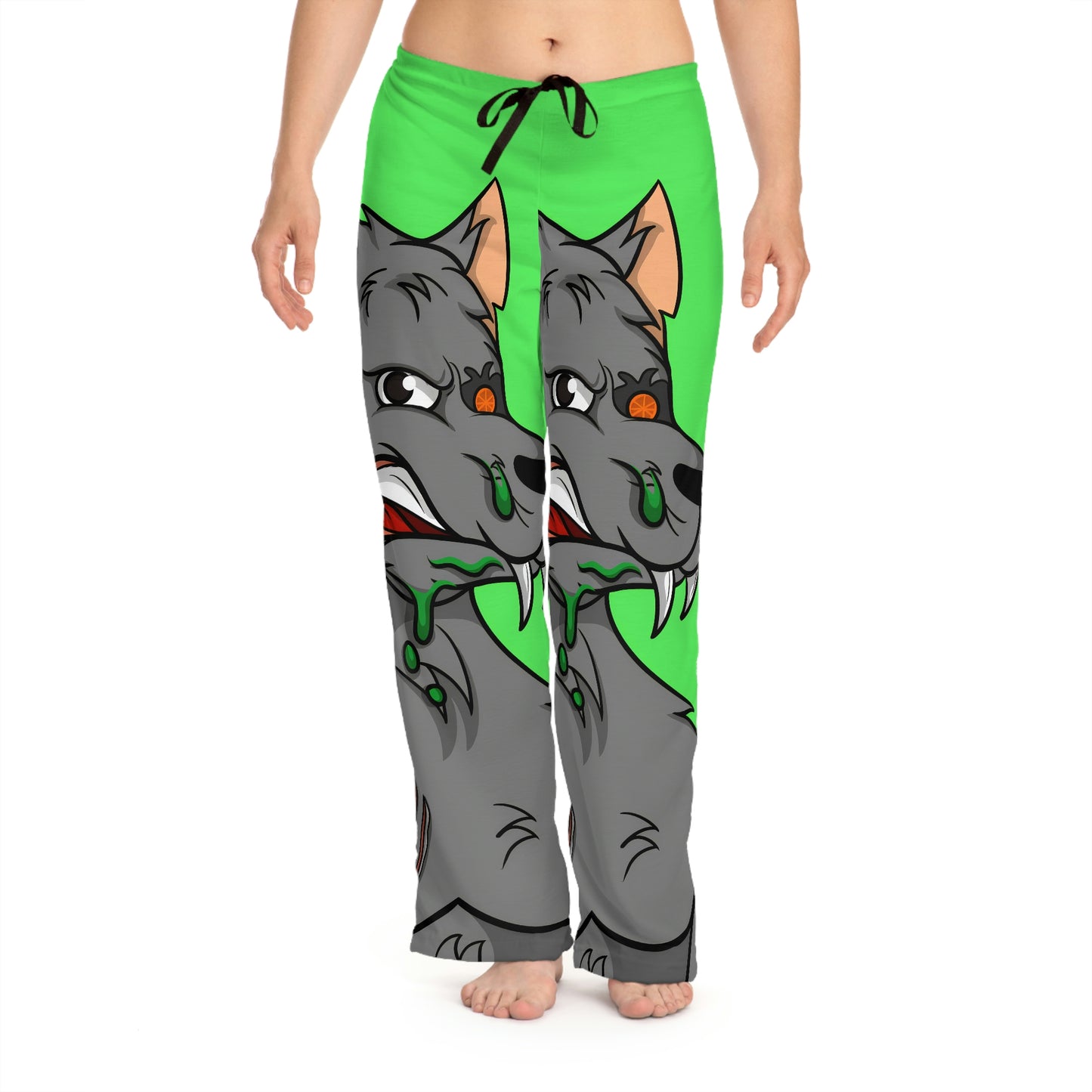 Wolf Grey Cyborg Animal Werewolve Women's Pajama Pants (AOP)