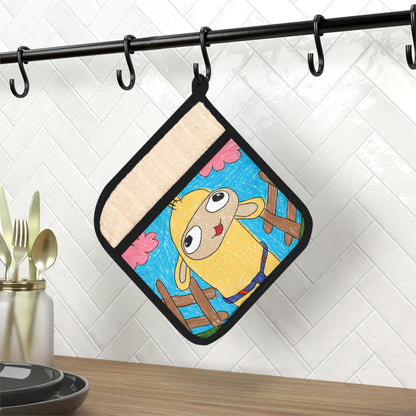 Llama Lovers: Heart and Animal Design Graphic Pot Holder with Pocket