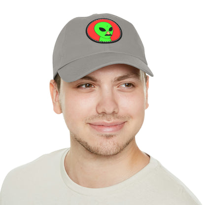 Fake Alien Human Mask Dad Hat with Leather Patch (Round)