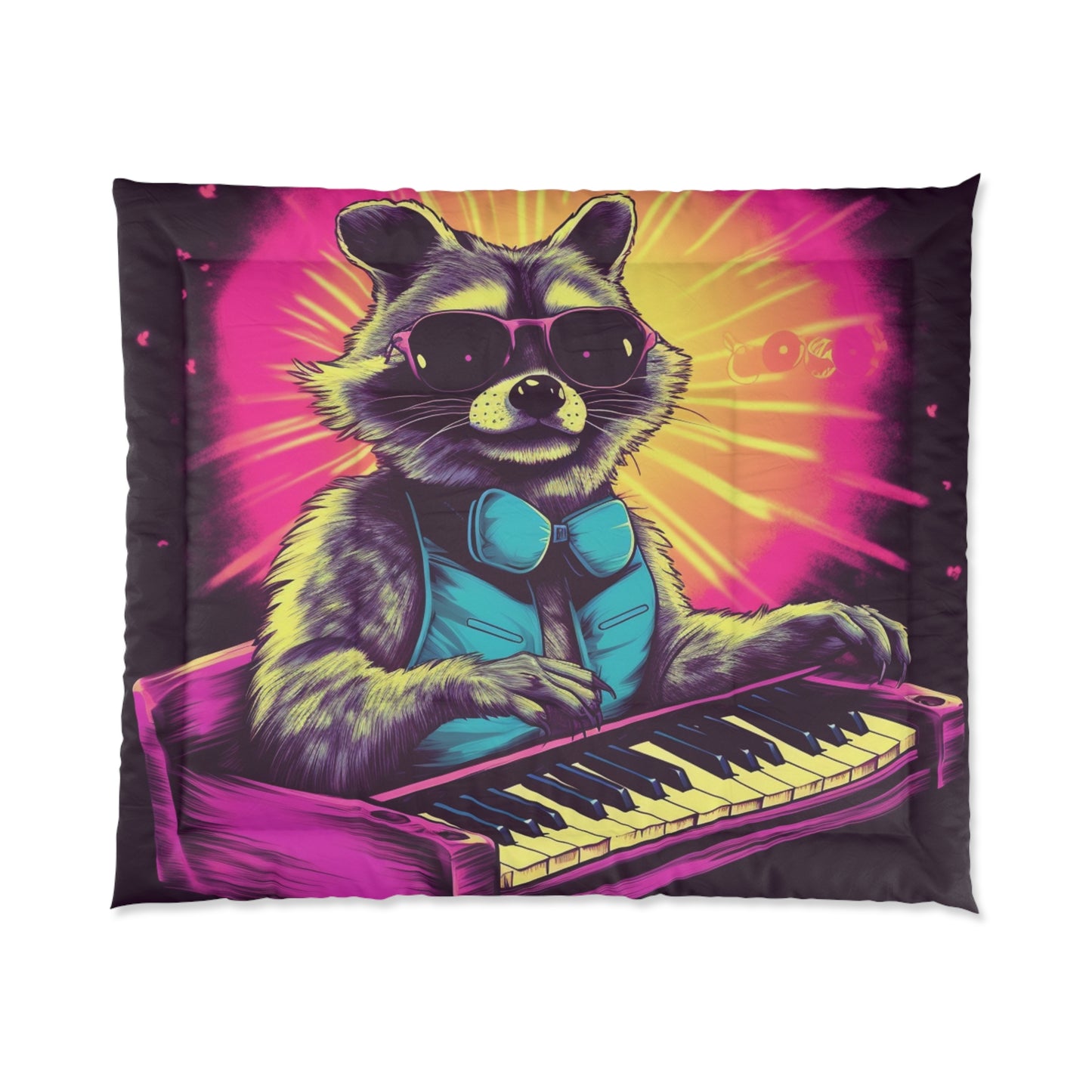 Raccoon Keyboard Piano Music Animal Graphic Comforter