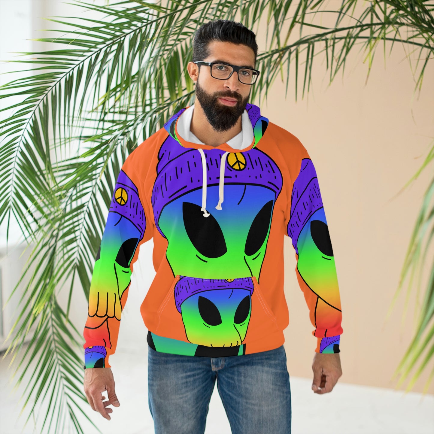 Calamar Orgullo Color Alien AOP Sudadera con capucha unisex 