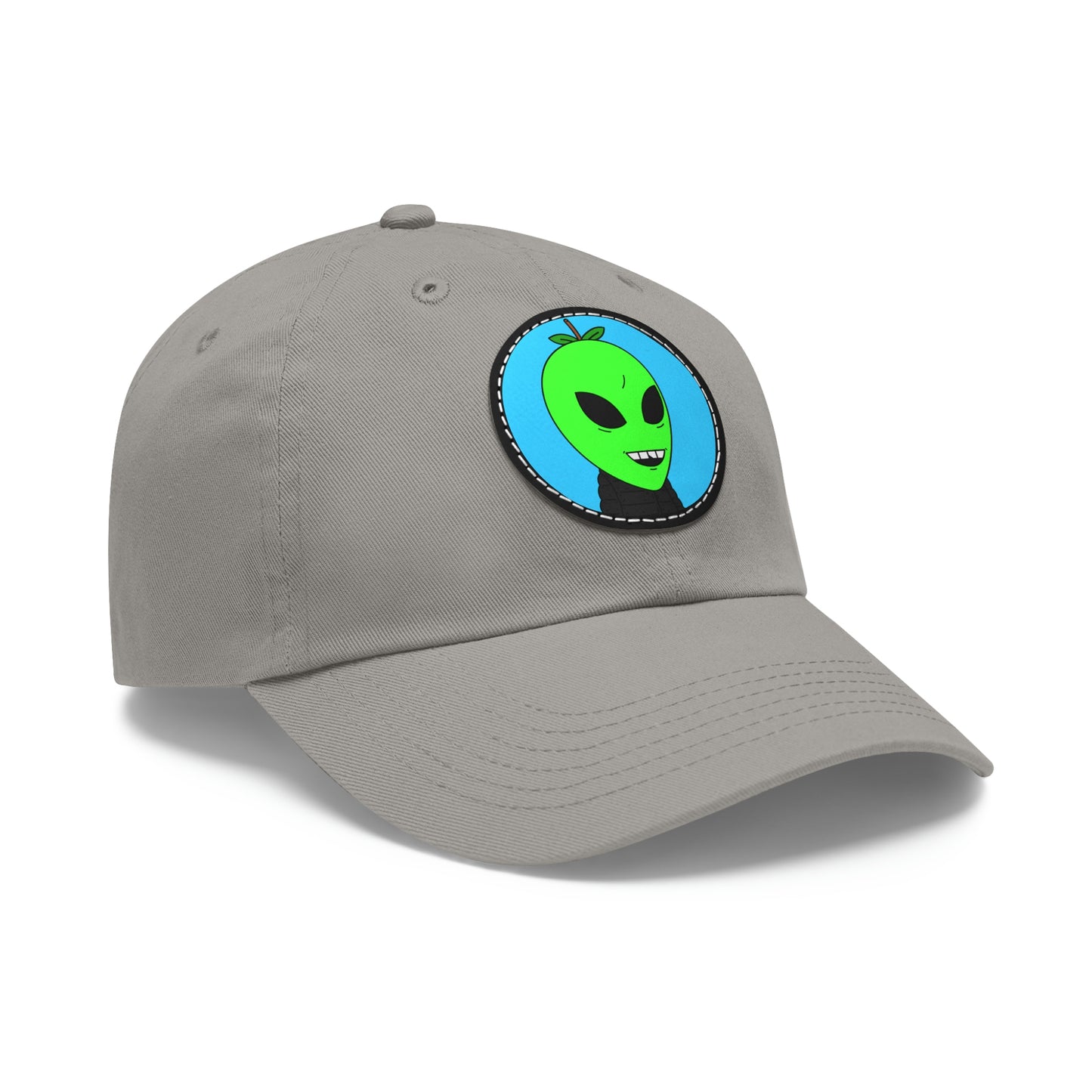 Green Apple Chipped tooth Visitor Smiling Dad Hat with Leather Patch (Round)