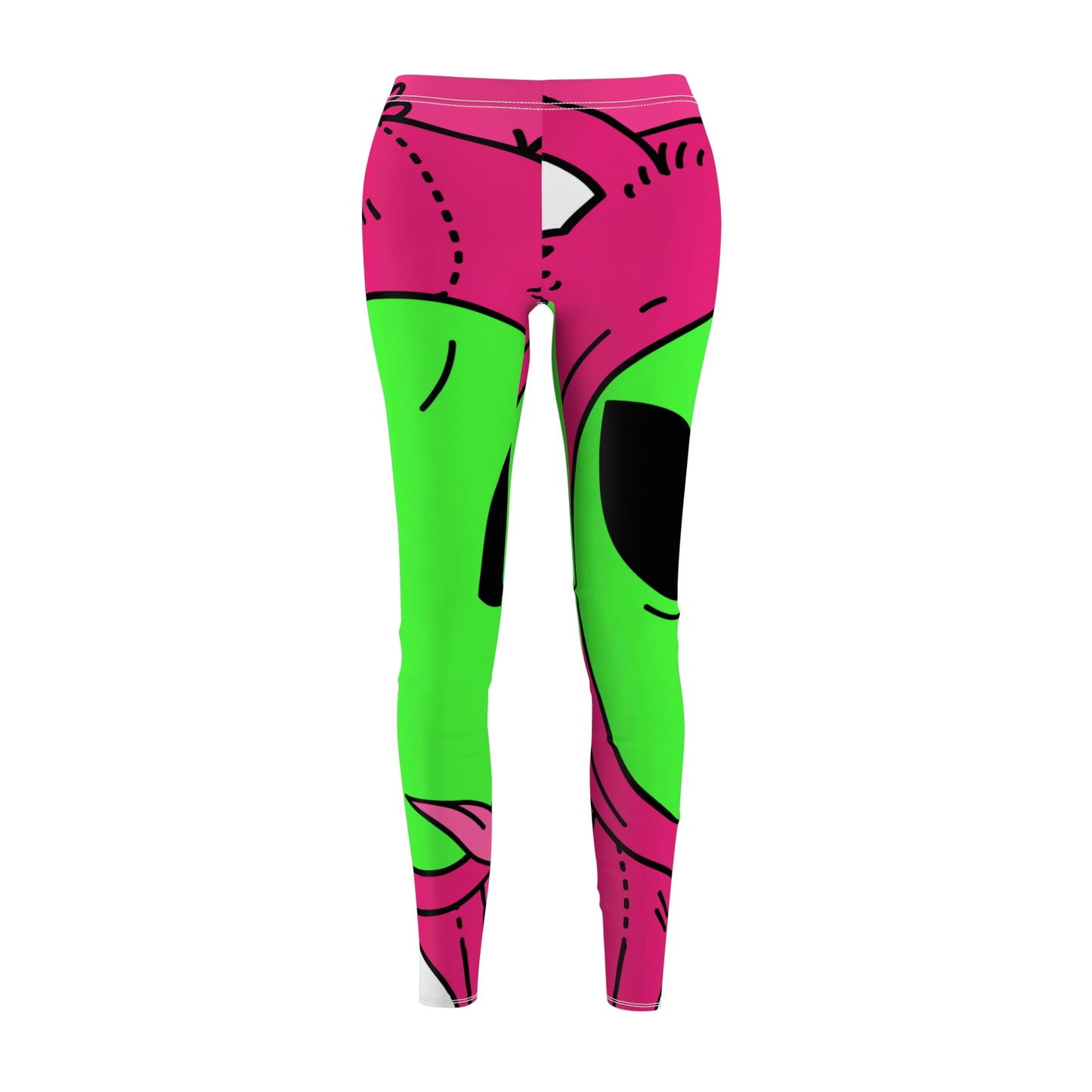 Pink Bear Green Peace Hand Tongue Visitor Alien Women's Cut & Sew Casual Leggings