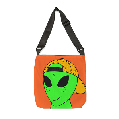 Happy Smirk Alien Visitor Adjustable Tote Bag (AOP)