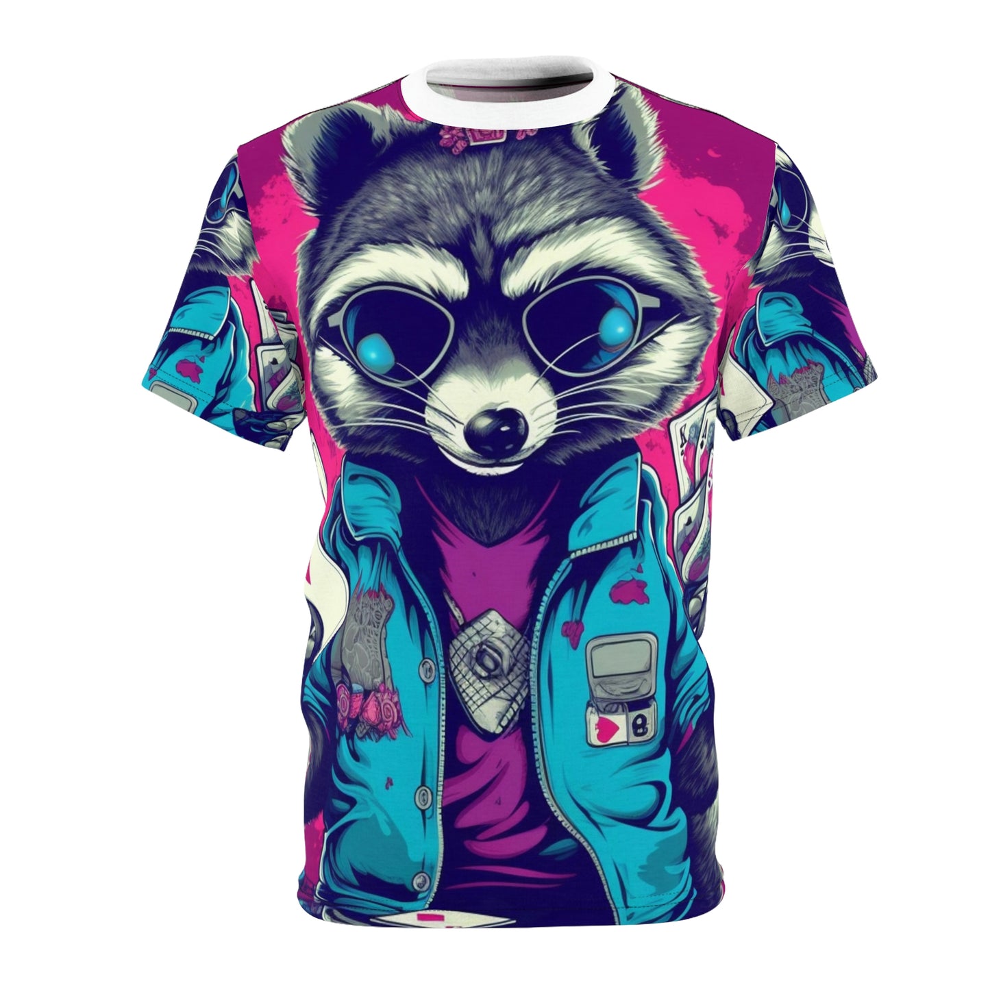 Raccoon Poker Card Player Furry Champion Unisex Cut & Sew Tee (AOP)