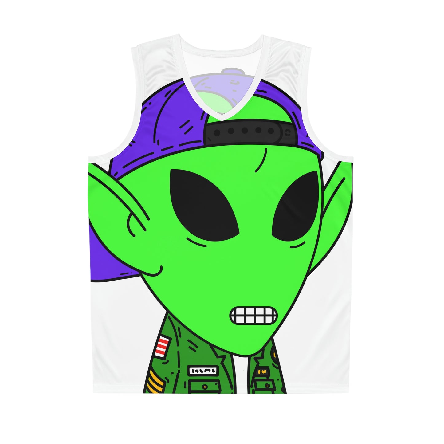 Green Military Army Jacket pointy ear Visitor Alien Basketball Jersey (AOP)