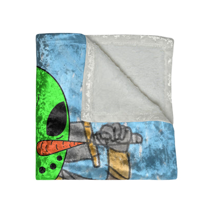 Anime Warrior Large Sword Battle Alien Veggie Visi Vegetable Visitor Crushed Velvet Blanket