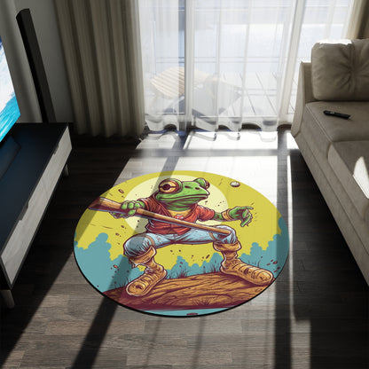 Baseball Frog Athlete Sports Amphibian Round Rug