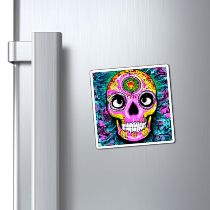 Trippy psychedelic Skull Skeleton Head Face Magnets