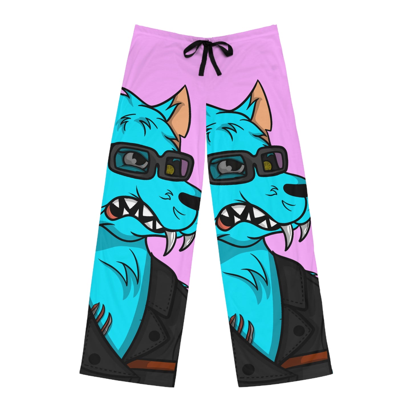 Wolve Aqua Water Blue Wolf Cyborg Men's Pajama Pants (AOP)