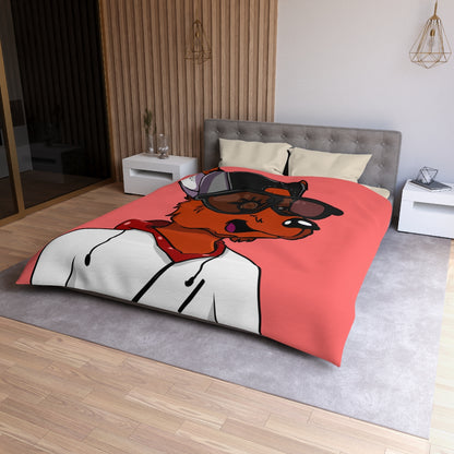 Cyborg Wolf White Sweatshirt Hoodie Black Sunglasses Red Fur Microfiber Duvet Cover