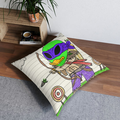 Archer Shooter Alien Bow Arrow Mark Hunter Visitor 751 Tufted Floor Pillow, Square
