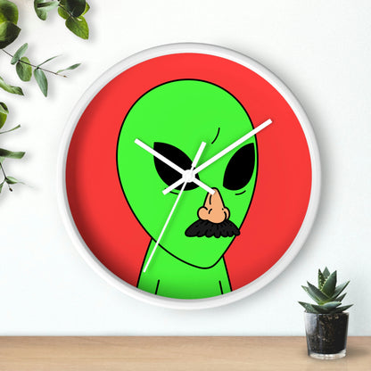 Green Visitor Alien Disguised Fake Nose Wall clock