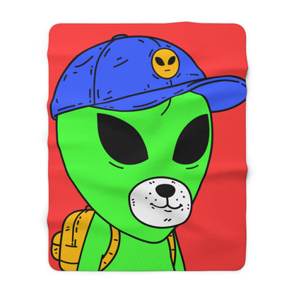 White Dog Bear Mouth Alien Green Visitor Yellow Backpack Blue Visi Hat Sherpa Fleece Blanket