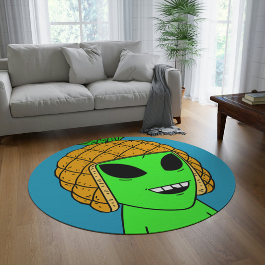 Pineapple Fruit Head Visitor Green Alien Chipped Tooth Round Rug - Visitor751