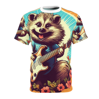 Hedgehog Guitar Band Music Musician Rock Star Graphic Unisex Cut & Sew Tee (AOP)