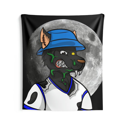 Black Wolf Full Moon Cyborg Werewolve Indoor Wall Tapestries