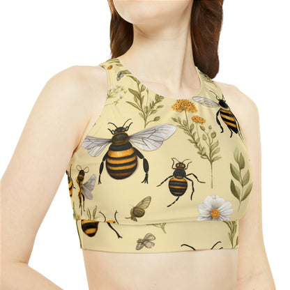 Whimsical Bees & Honeycombs Nature-Friendly Pattern Design Sporty Bikini Set (AOP)