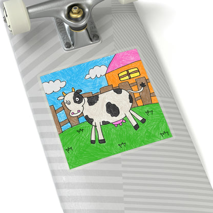 Cow Moo Farm Barn Animal Character Kiss-Cut Stickers