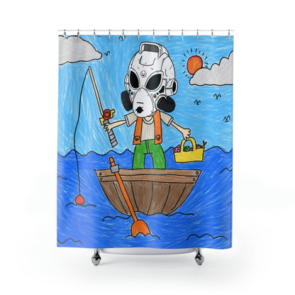 Fisher Fishing Fish Boat Bot Alien LOL Visitor Shower Curtains