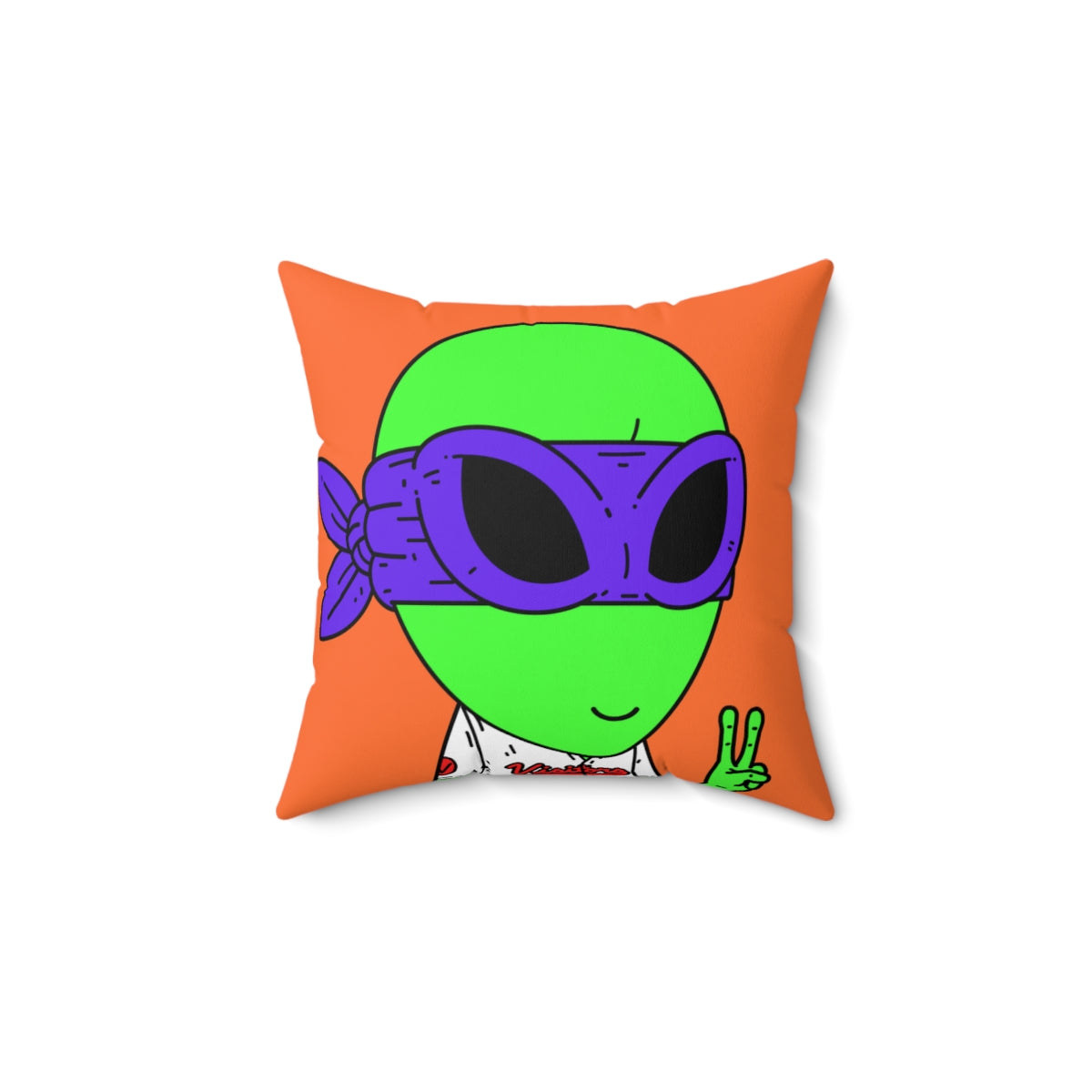 Purple Ninja Peace Visitor Jersey Alien Spun Polyester Square Pillow