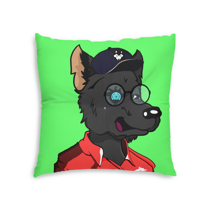 Cyborg Wolf Pack Red Sport Jacket Wolve Tufted Floor Pillow, Square