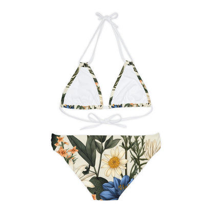 Botanical Illustration Flowers & Plants Design Strappy Bikini Set (AOP)