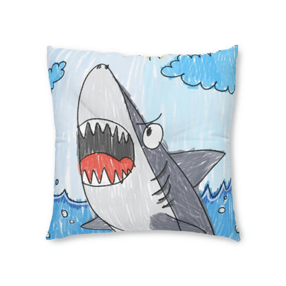 Shark Jaw Teeth Attack Ocean Sea Creature Tufted Floor Pillow, Square