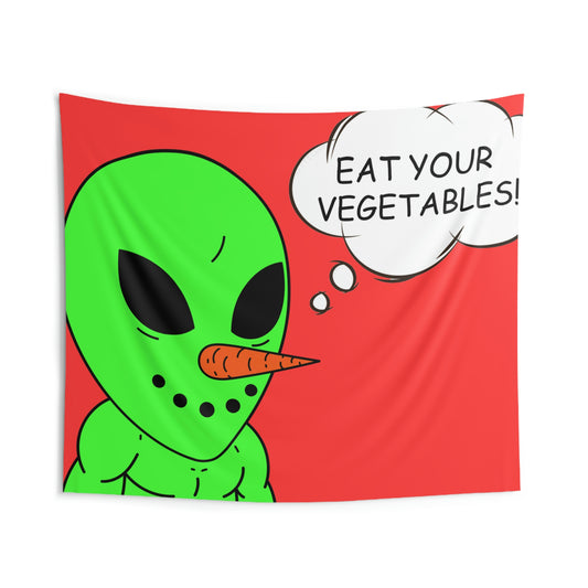 Veggie Visi The Vegetable Visitor Indoor Wall Tapestries - Visitor751