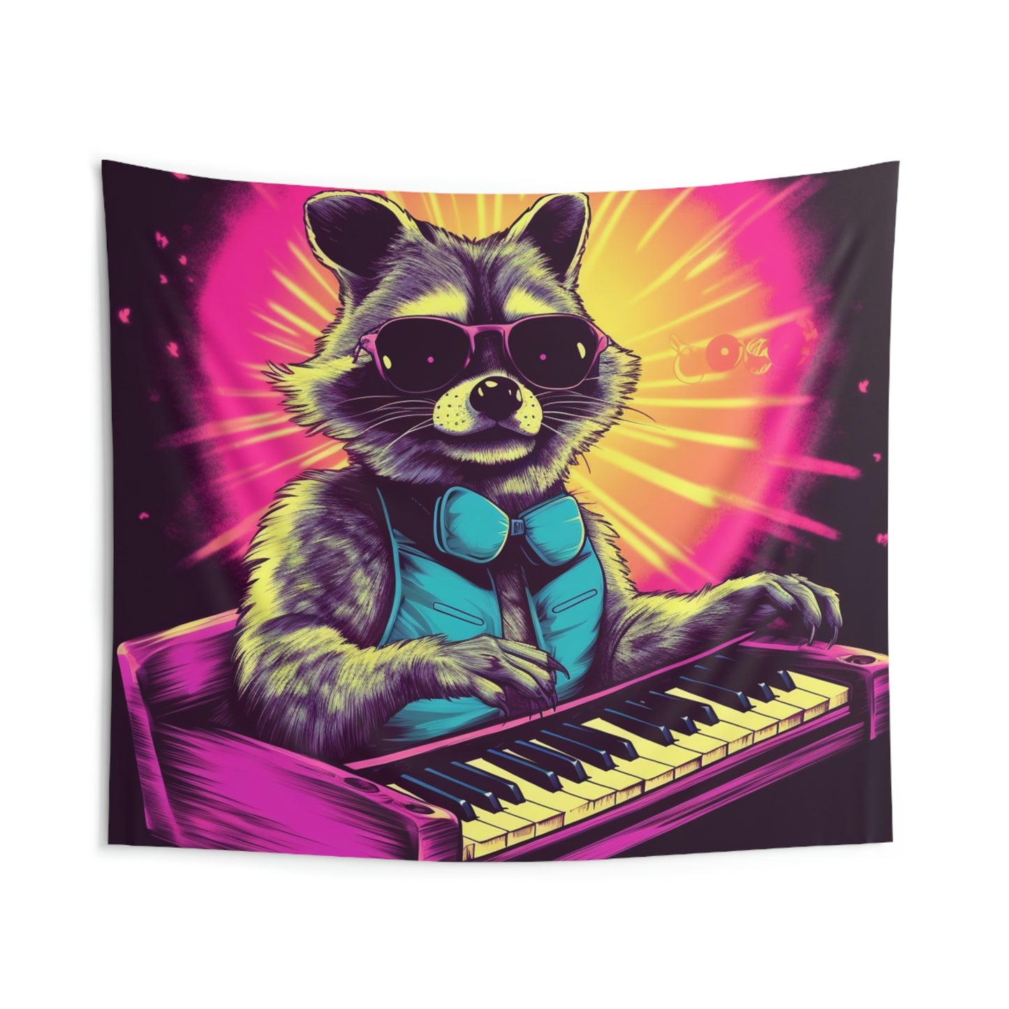 Raccoon Keyboard Piano Music Animal Graphic Indoor Wall Tapestries