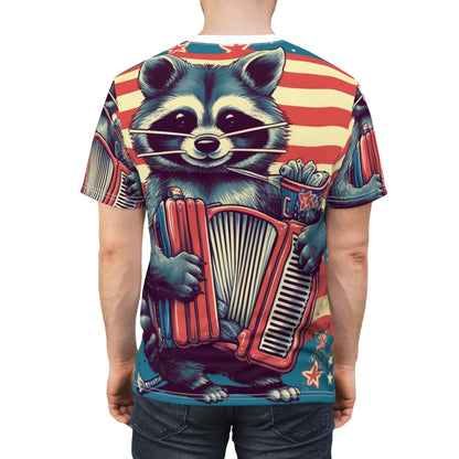 Raccoon Accordion Musician Furry Animal Graphic Unisex Cut & Sew Tee (AOP)