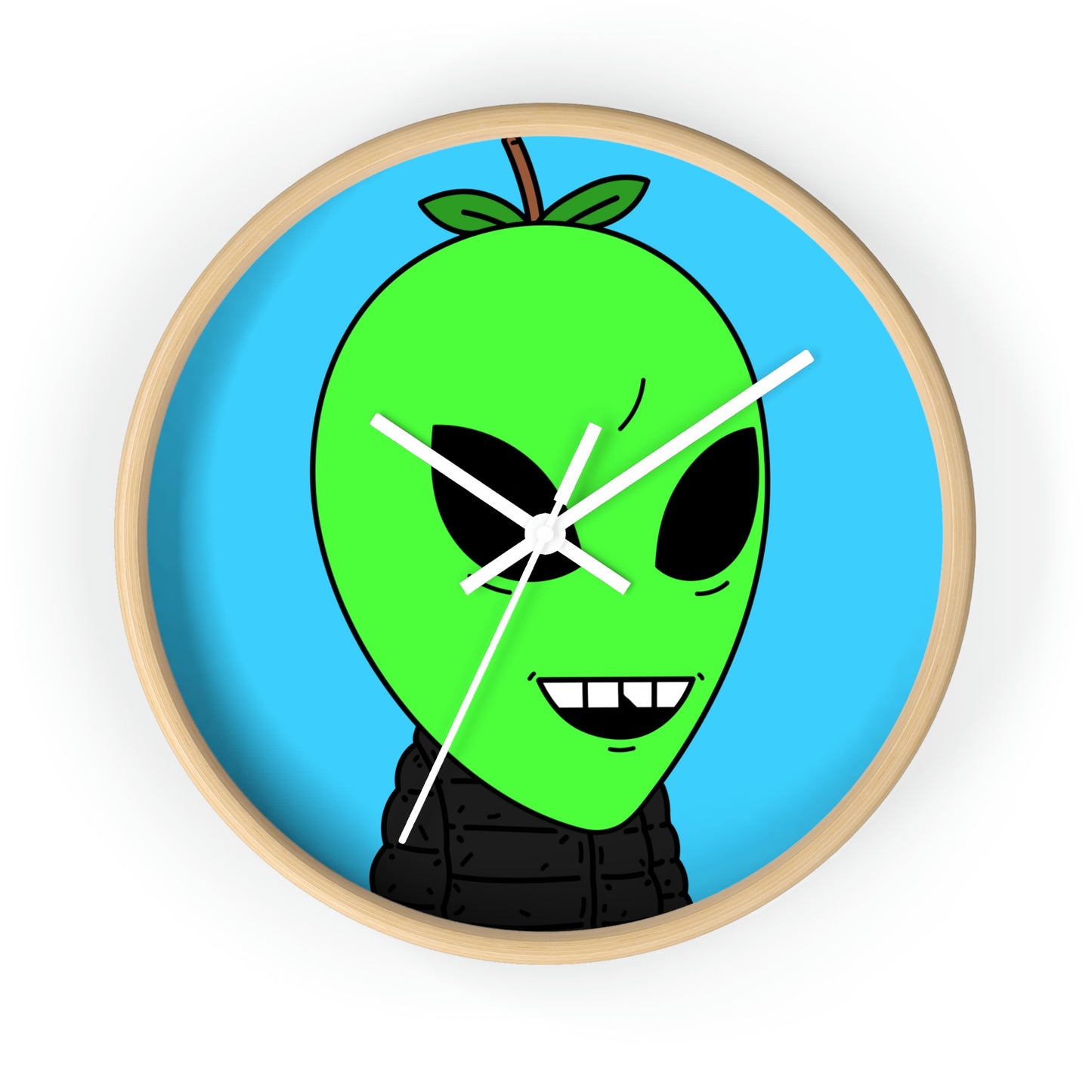 Green Apple Chipped tooth Visitor Smiling Wall clock