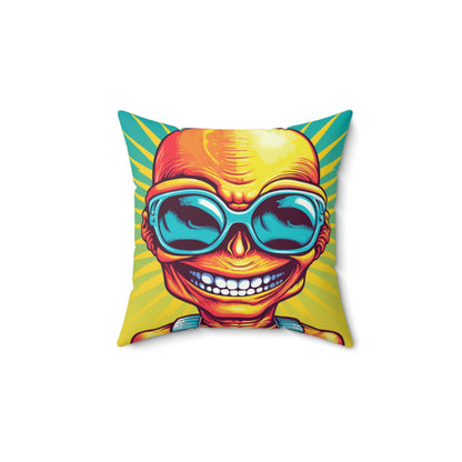 Alien Pop Culture Bright Body Designer Spun Polyester Square Pillow