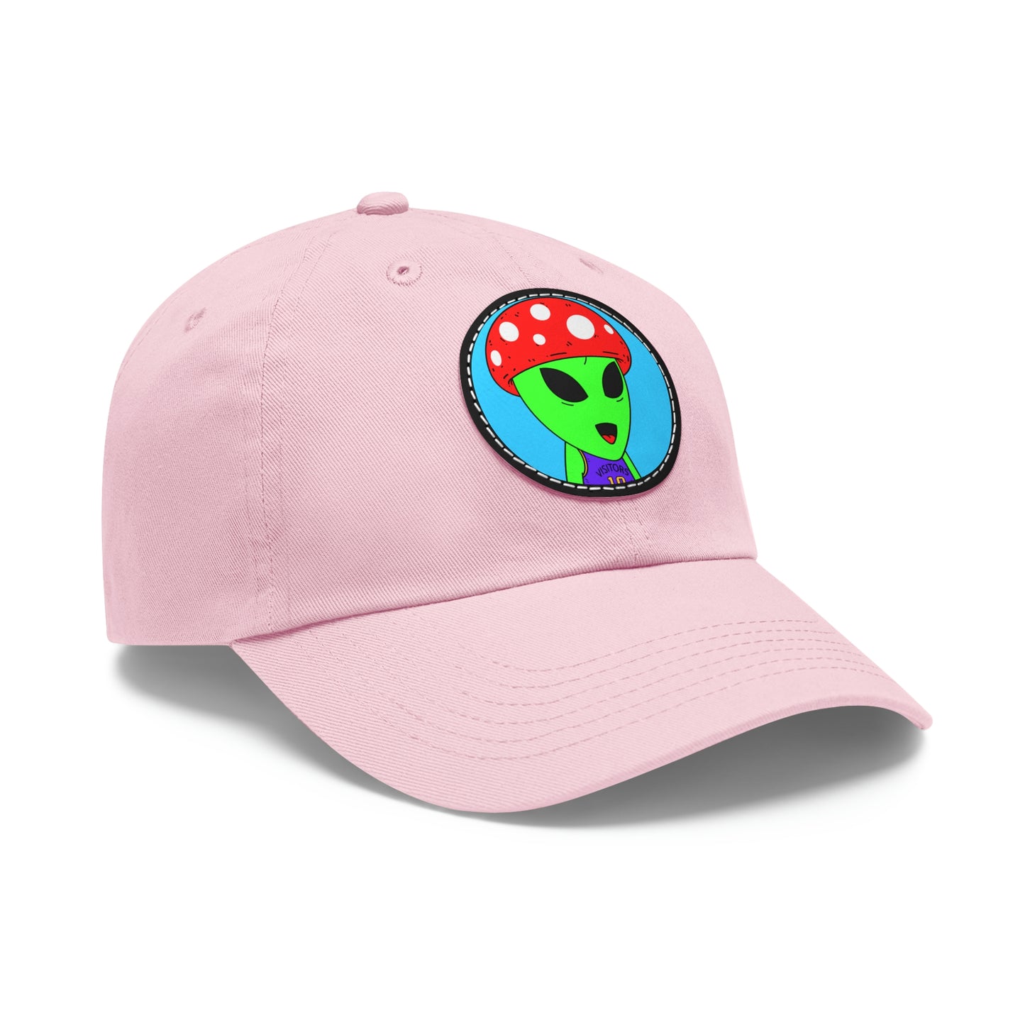 Healthy Sport Jersey Mushroom Alien Dad Hat with Leather Patch (Round)