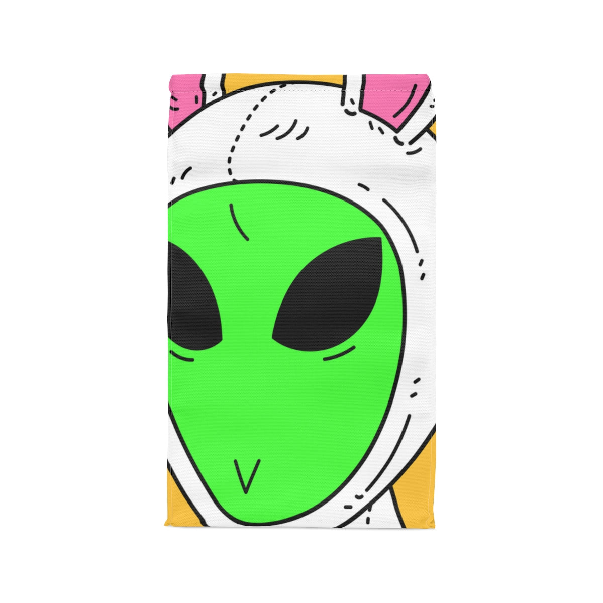 Green Alien V Face White Bunny Rabbit Visitor Polyester Lunch Bag