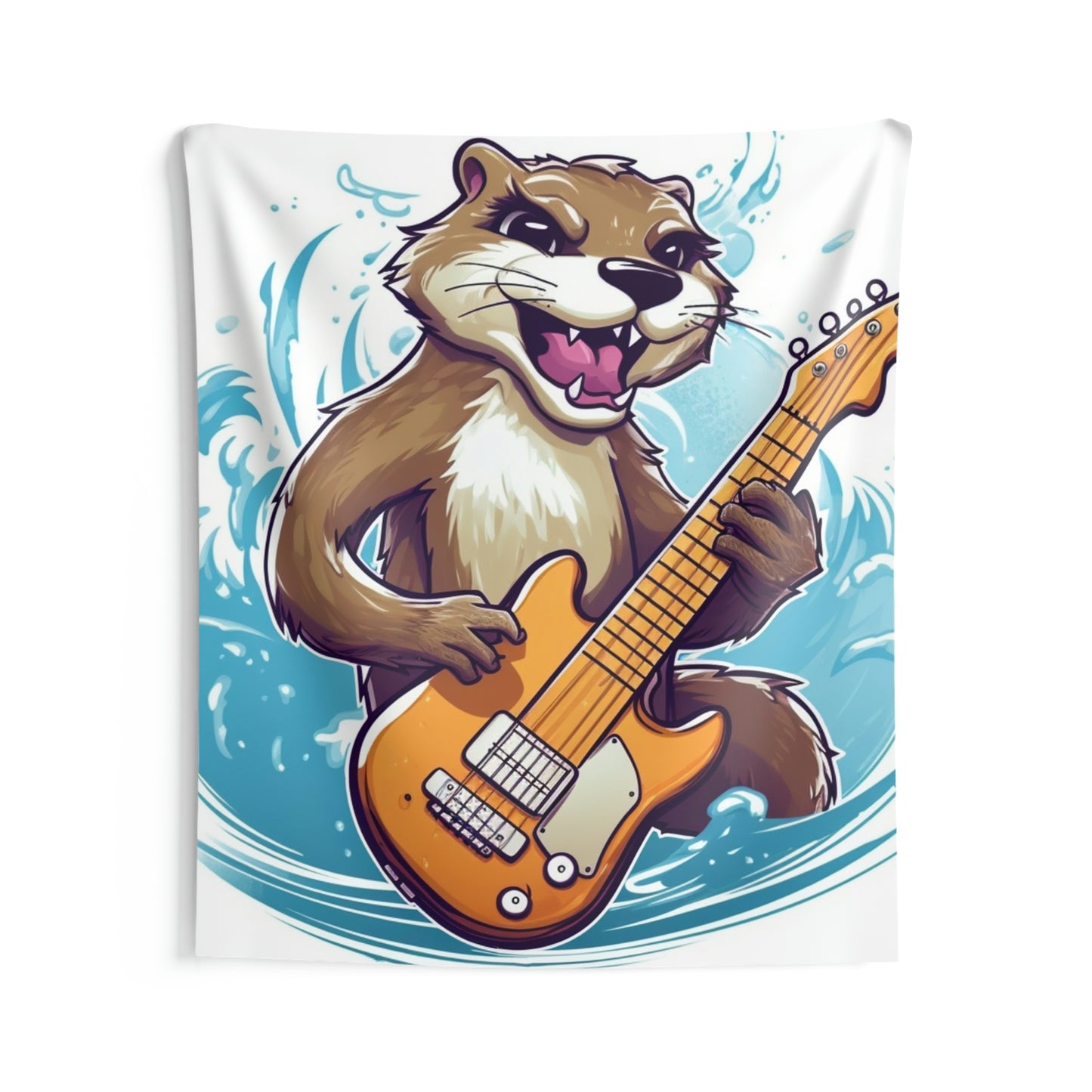 Tapices de pared para interiores con gráfico de animales peludos, guitarra, reproductor de música 